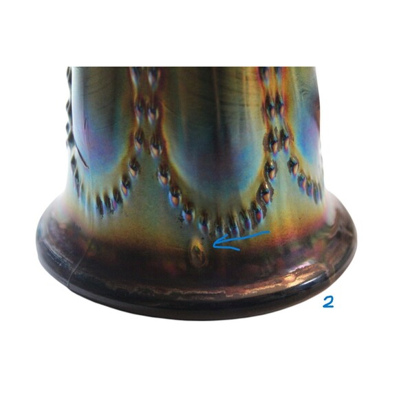 Antique Imperial Carnival Glass Vase Electric Blue/Purple Iridescent Carnival 8' - Picture 8 of 10